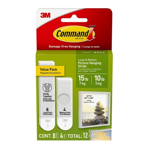 12-Pack Command Picture Hanging Strips 17209-ES Medium Large 12-Pack Command Picture Hanging Strips 17209-ES Medium Large